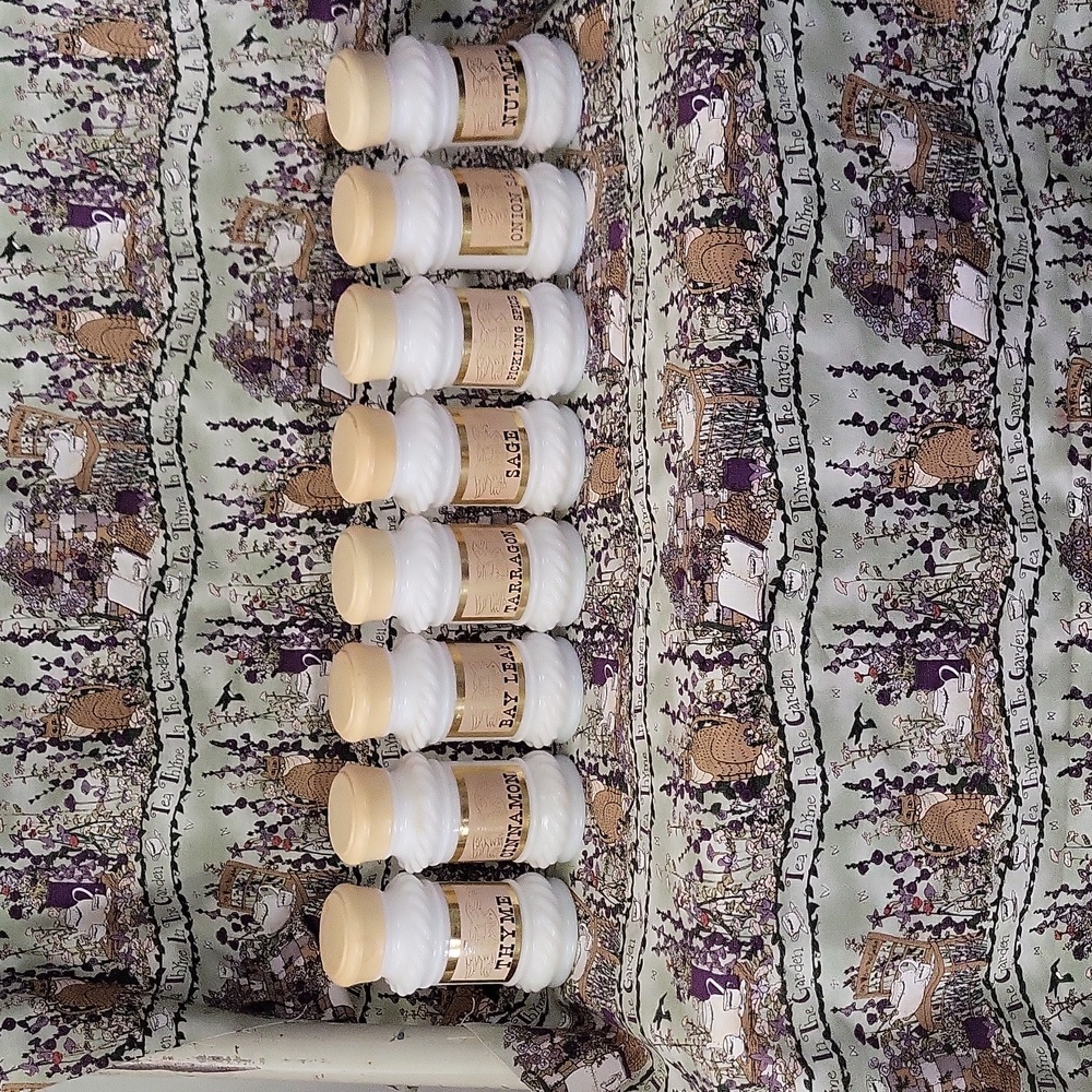 Vintage Milk Glass Spice Jars